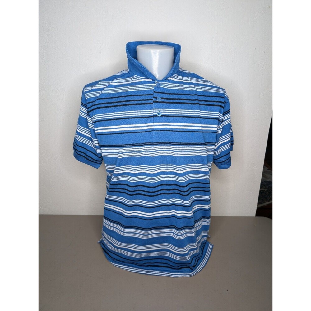 Walnut Creek Blue And White Striped Polo‎ Shirt Short Sleeve Size Large